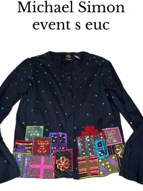 Michael Simon event vintage women’s small Christmas present sweater cardigan